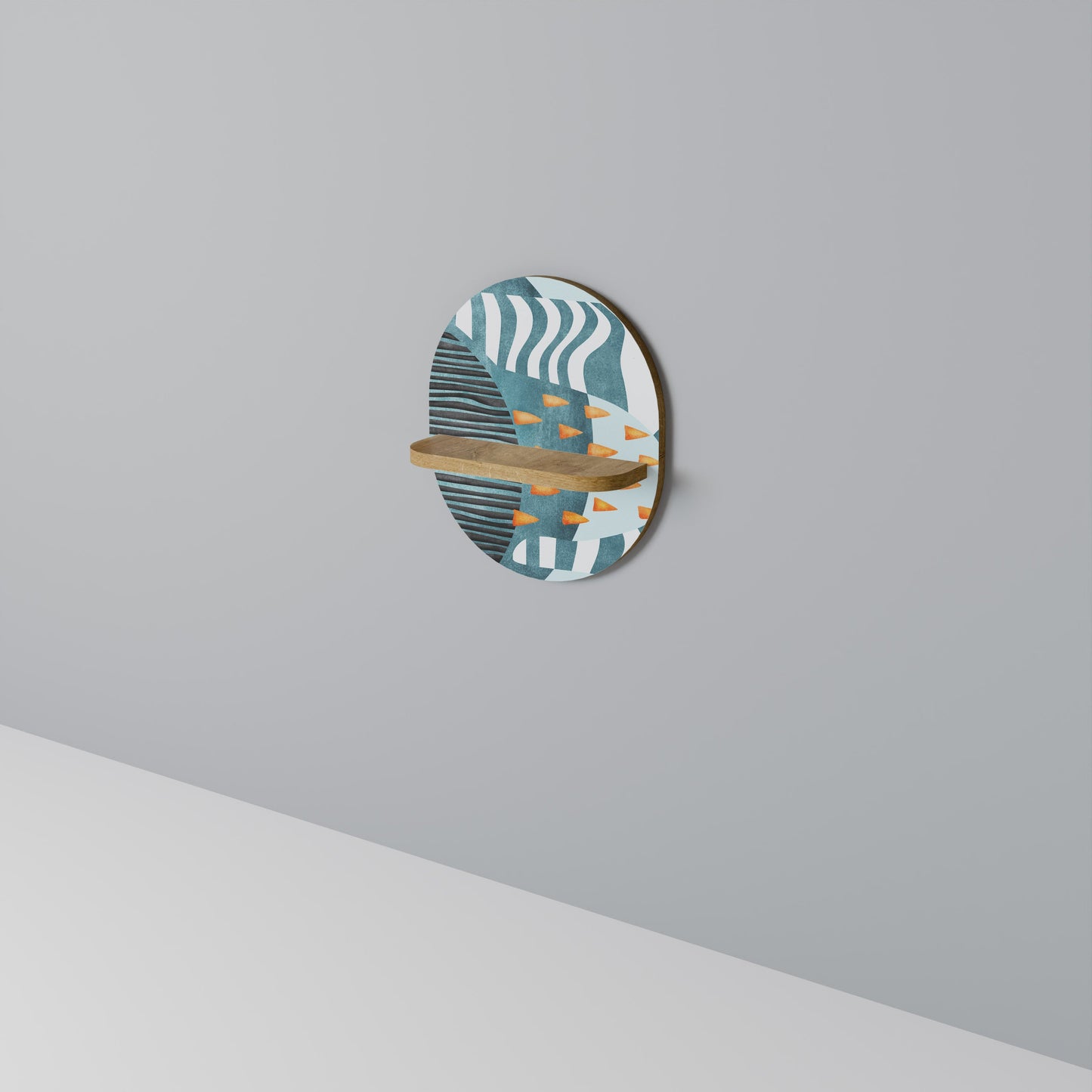 SHROUDED SHAPES Mensola Ovale Decorativa in Effetto Rovere