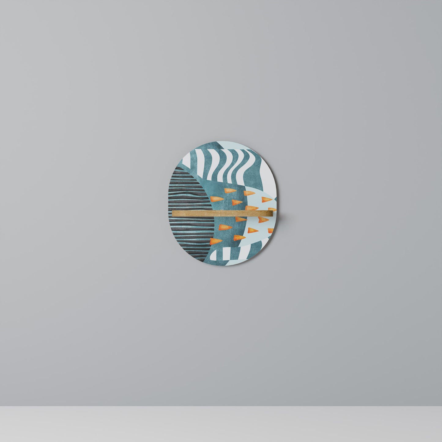 SHROUDED SHAPES Mensola Ovale Decorativa in Effetto Rovere