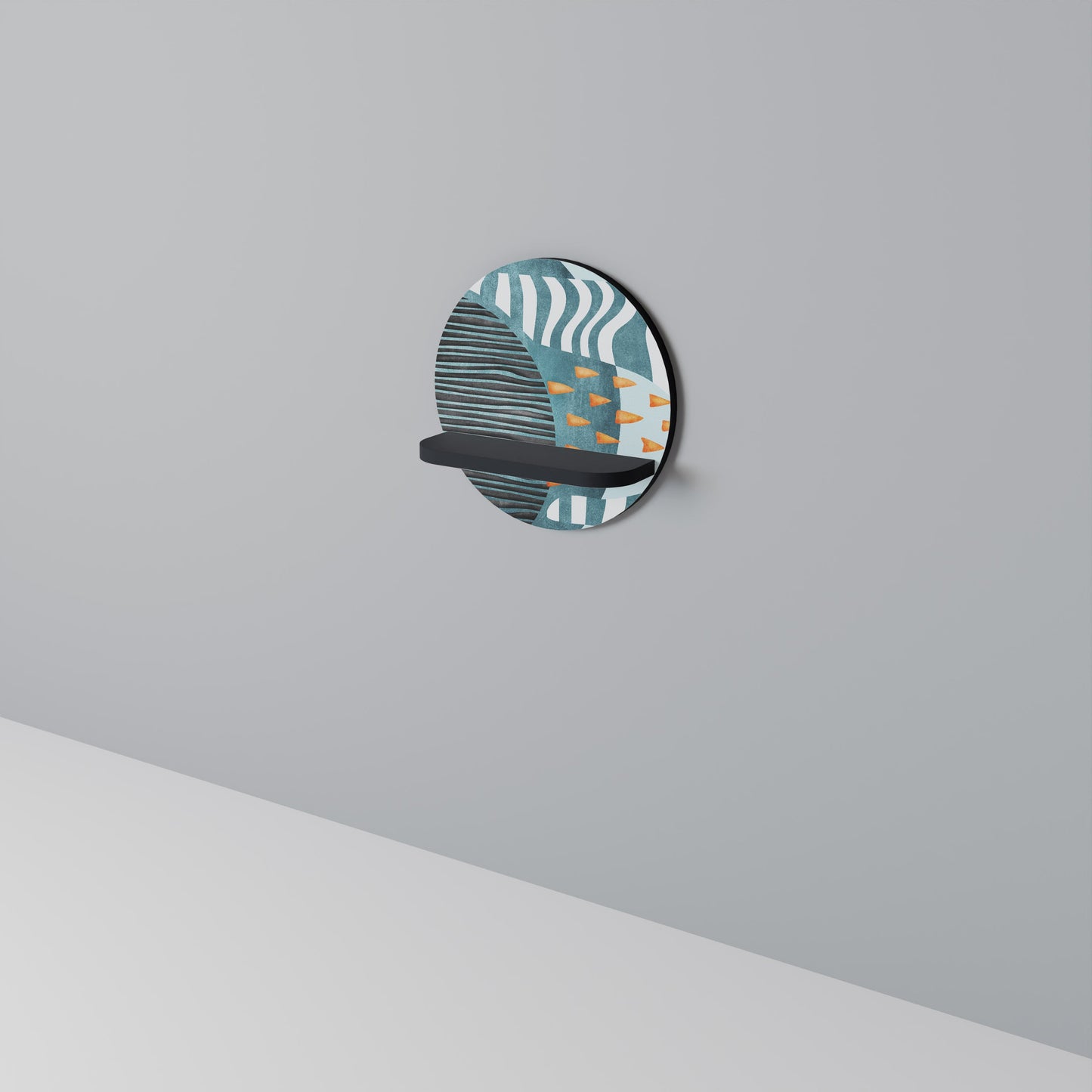 SHROUDED SHAPES Mensola Rotonda Decorativa con Finitura Nera