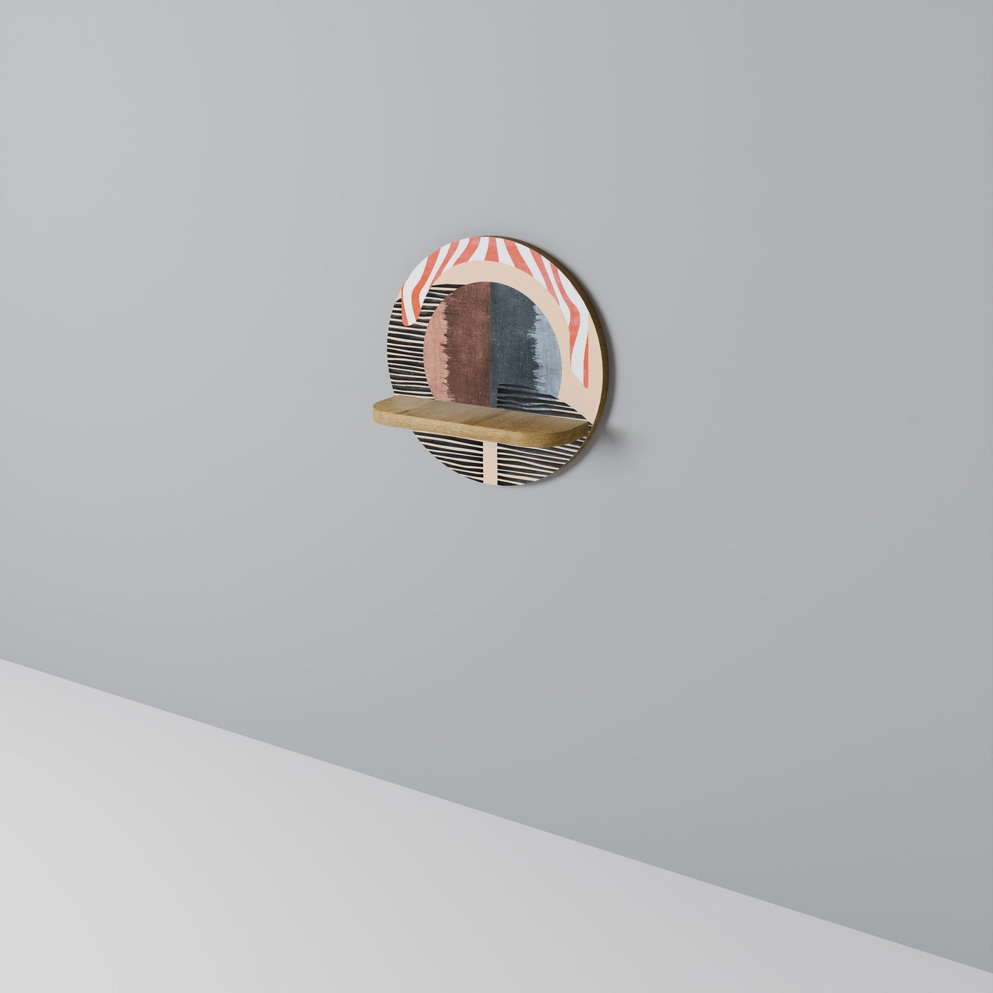 WHISPERS OF FORM Round Art Shelf In Oak Effect