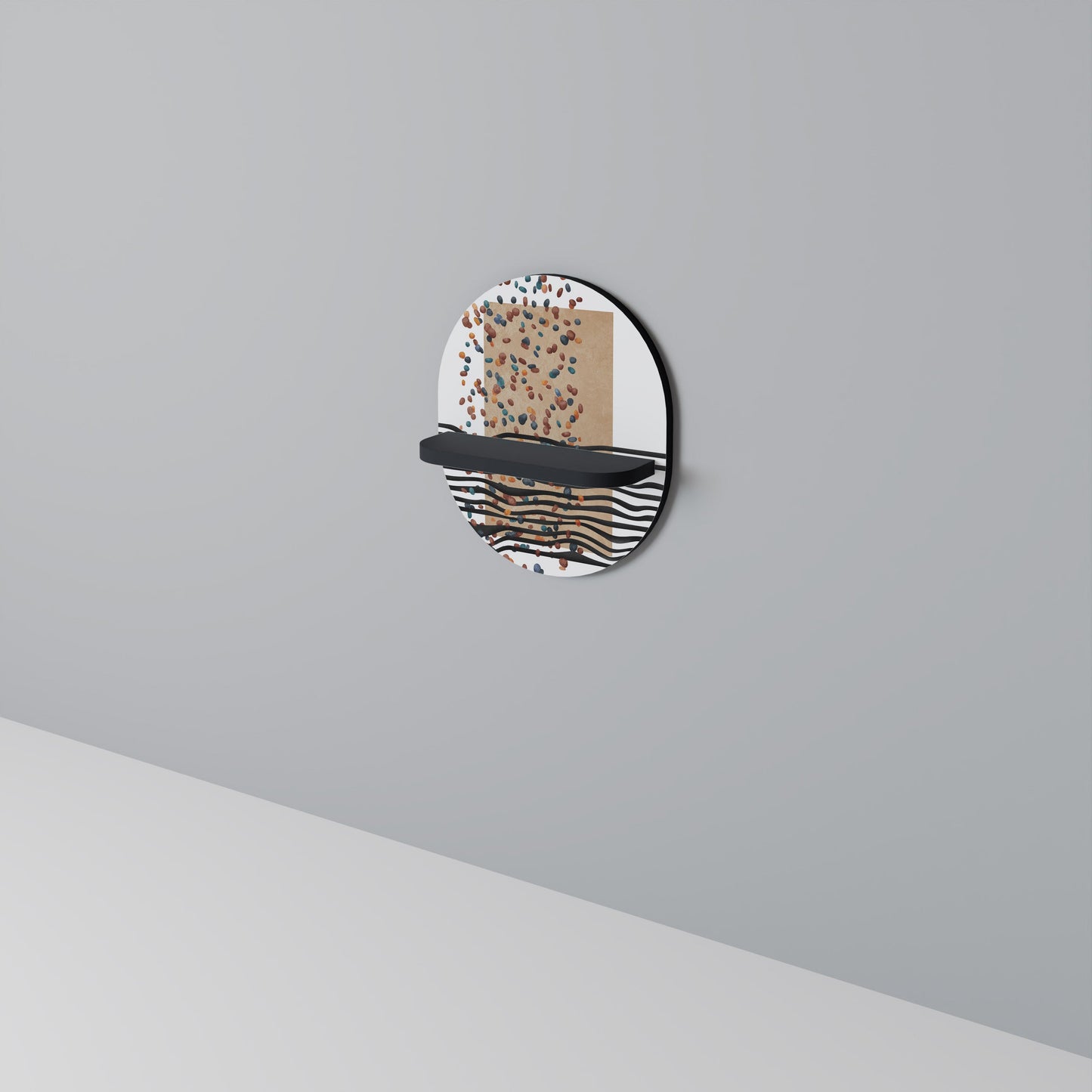 IMAGINARY RAIN Oval Art Shelf In Black Finish