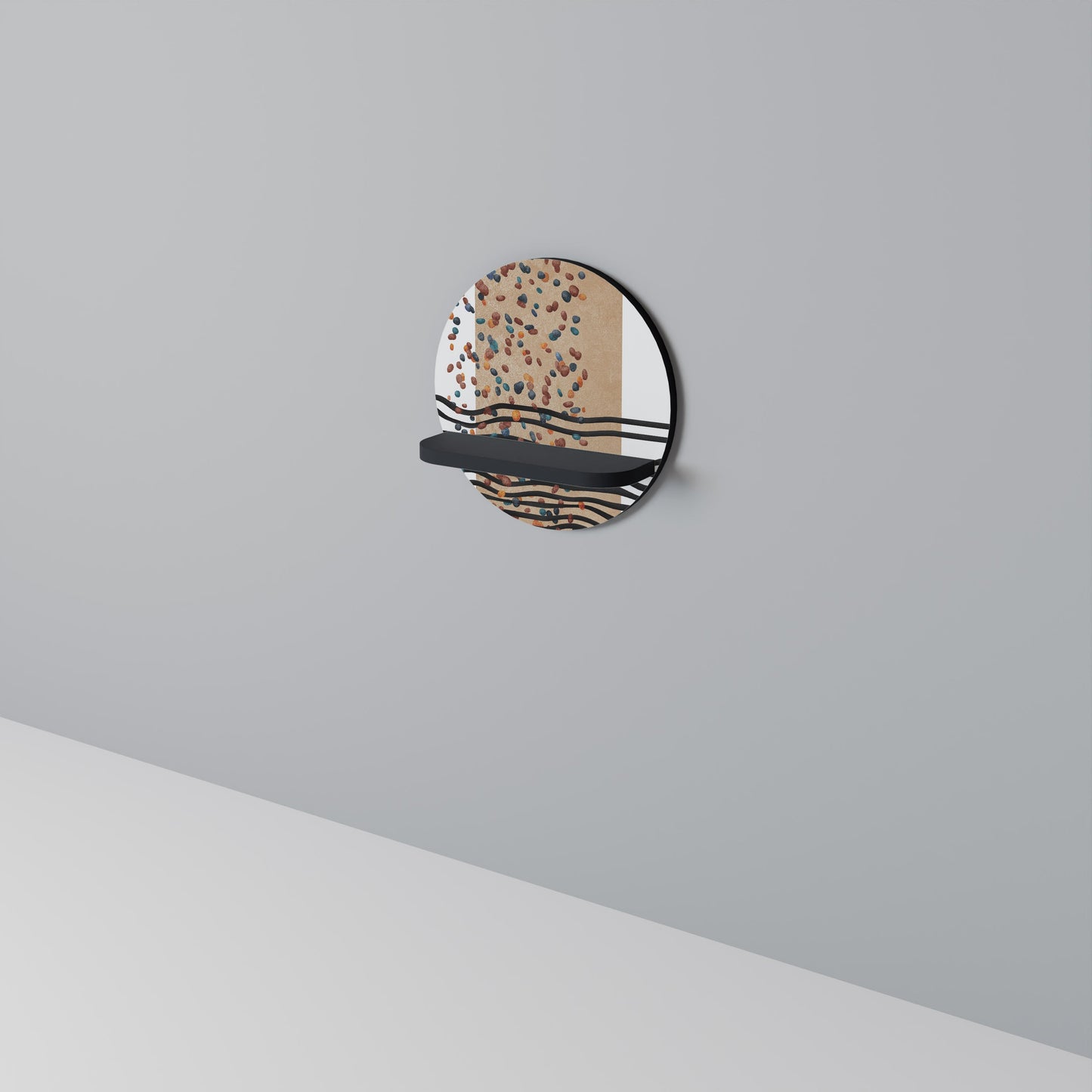 IMAGINARY RAIN Mensola Rotonda Decorativa con Finitura Nera