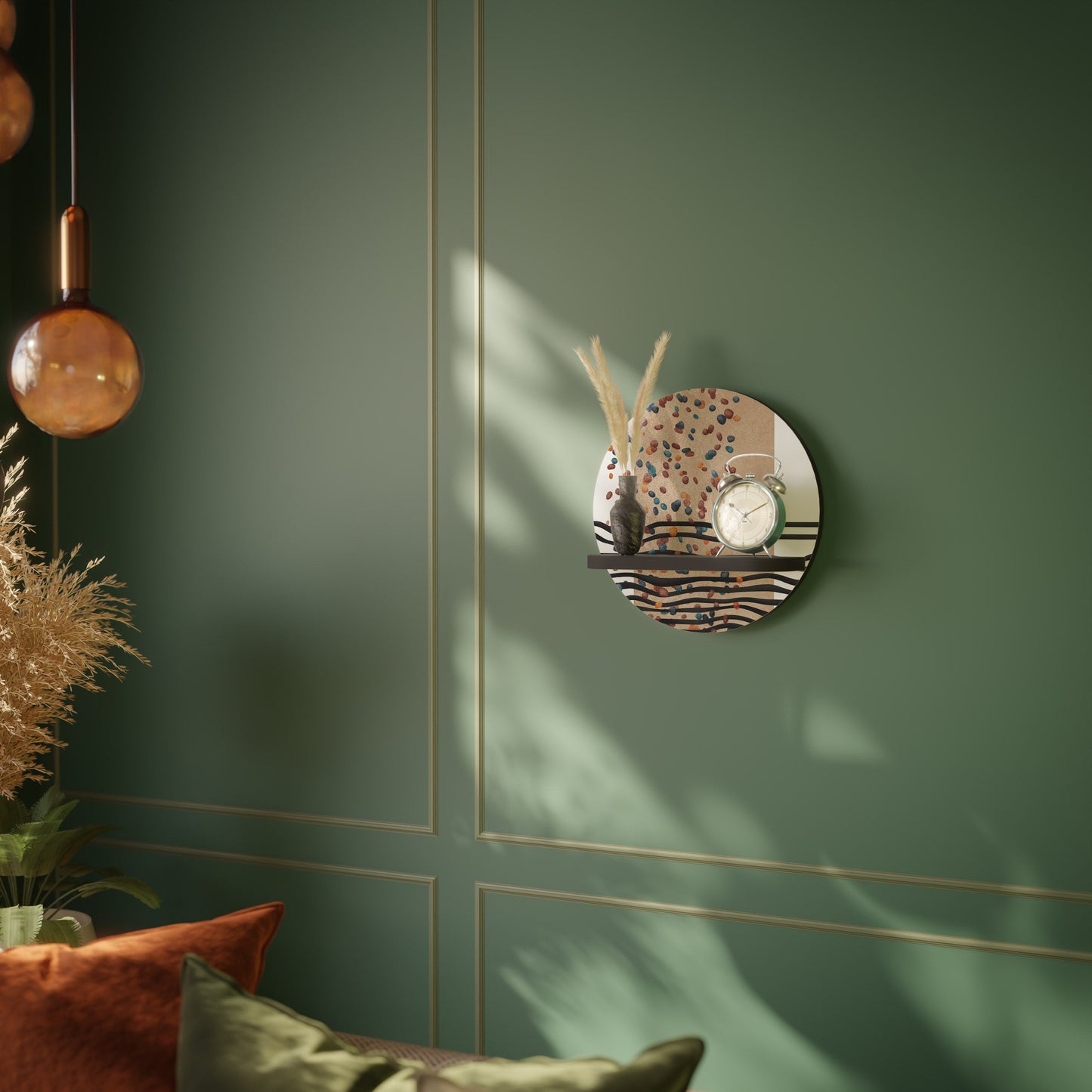 IMAGINARY RAIN Mensola Rotonda Decorativa con Finitura Nera