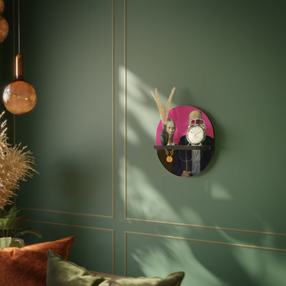 AMERICAN GOTHIC BLING Oval Art Shelf In Black Finish