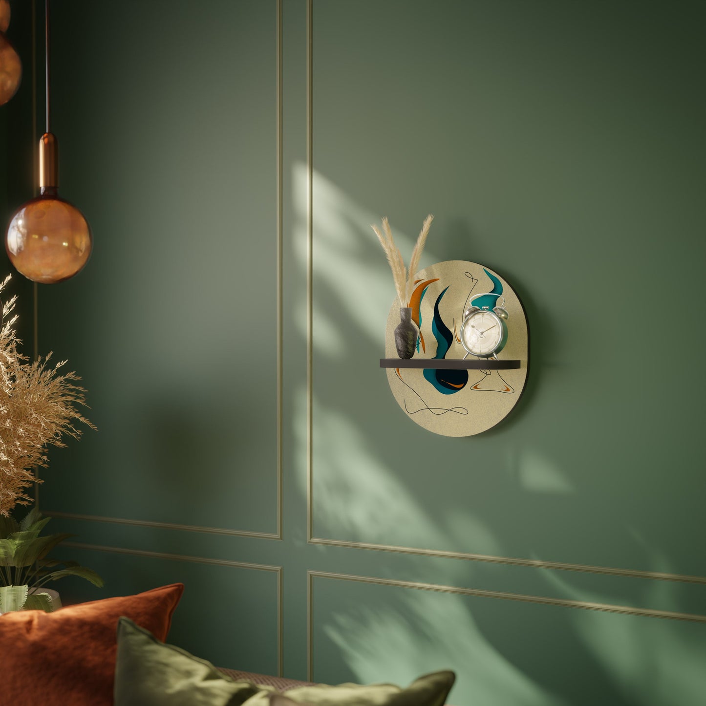 DREAMY DAZE Oval Art Shelf In Black Finish