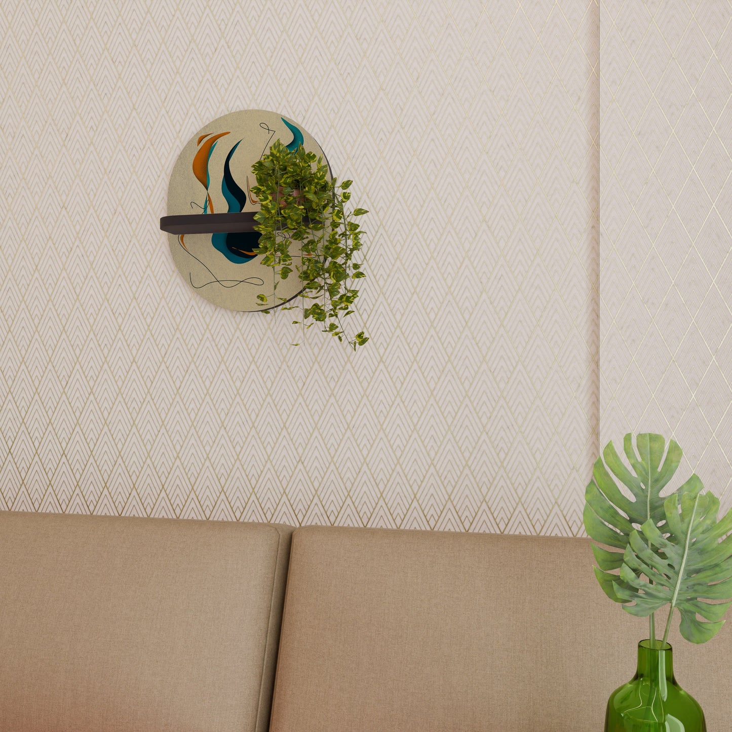 DREAMY DAZE Oval Art Shelf In Black Finish