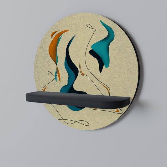 DREAMY DAZE Round Art Shelf In Black Finish