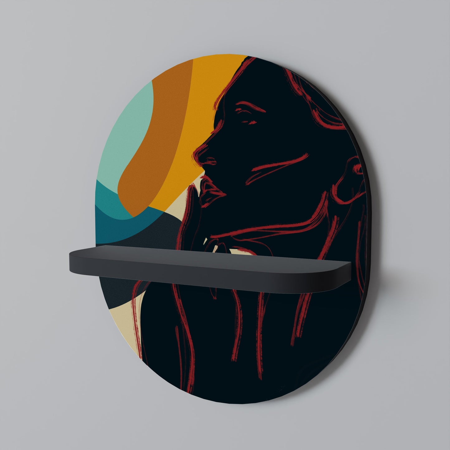 SILHOUETTE SONATA Oval Art Shelf In Black Finish