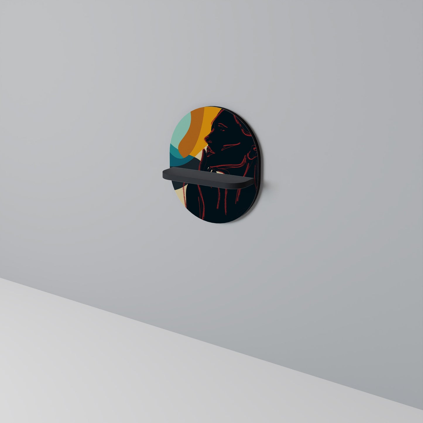 SILHOUETTE SONATA Oval Art Shelf In Black Finish