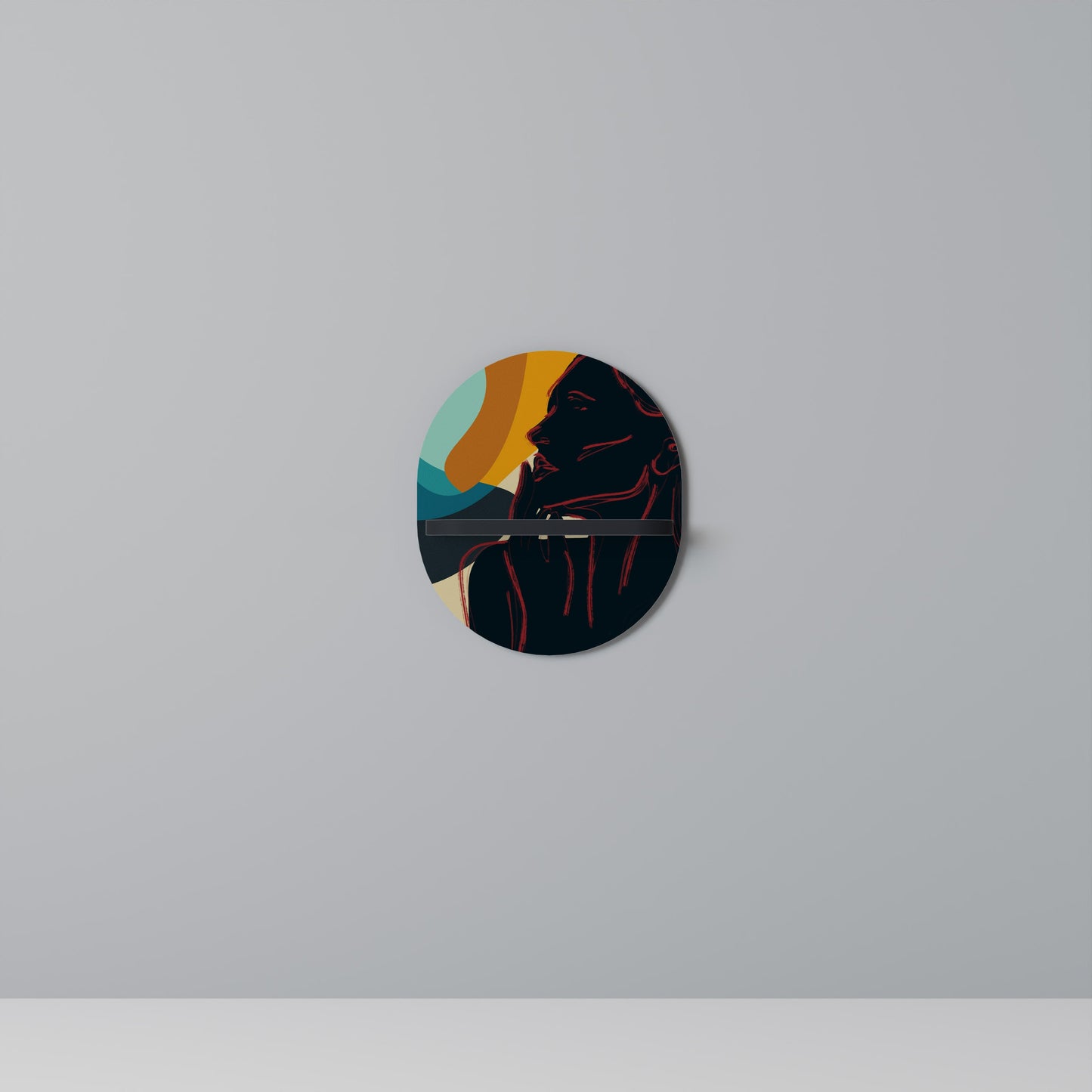 SILHOUETTE SONATA Oval Art Shelf In Black Finish