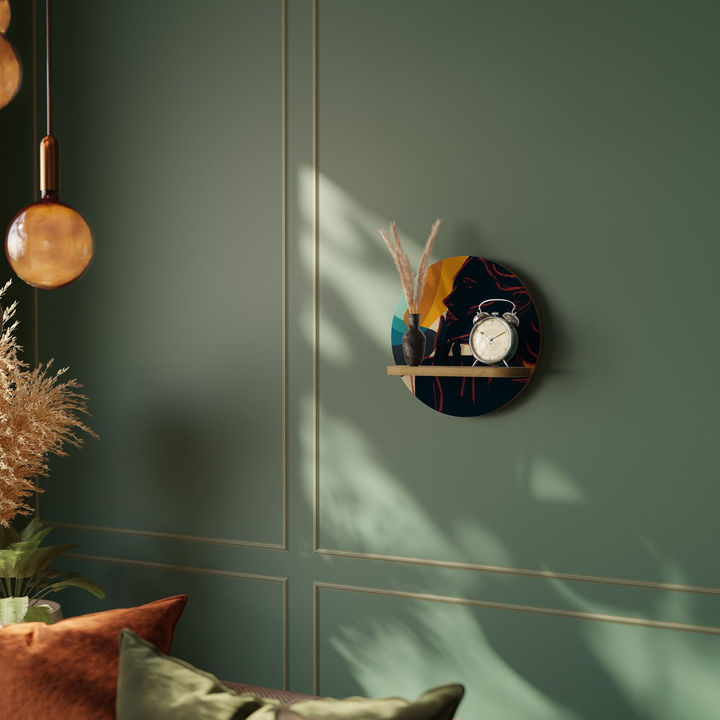 SILHOUETTE SONATA Mensola Rotonda Decorativa in Effetto Rovere