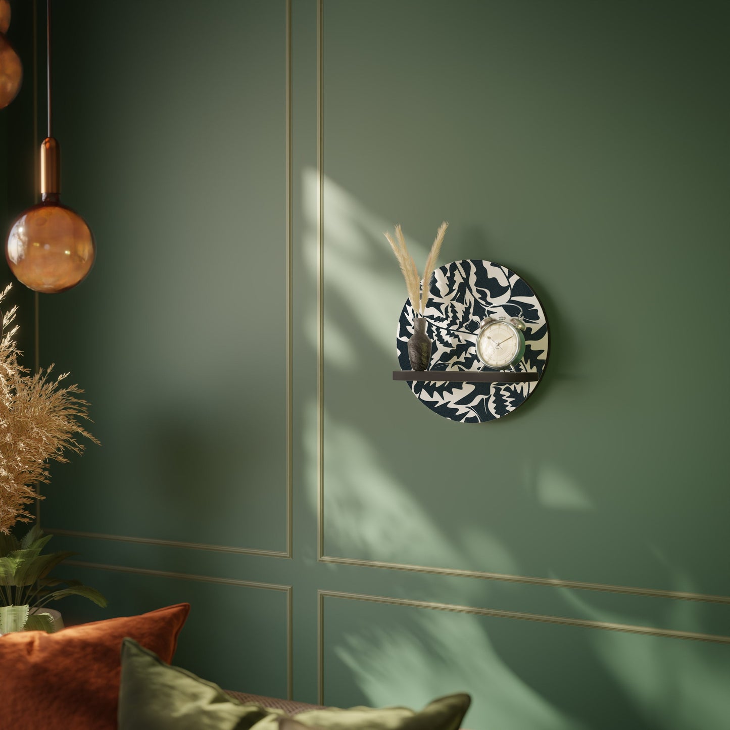 ETHEREAL ORNAMENT Mensola Rotonda Decorativa con Finitura Nera