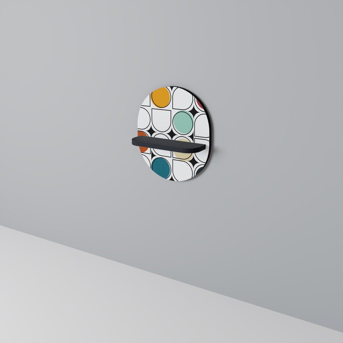 HUE HARMONY Oval Art Shelf In Black Finish