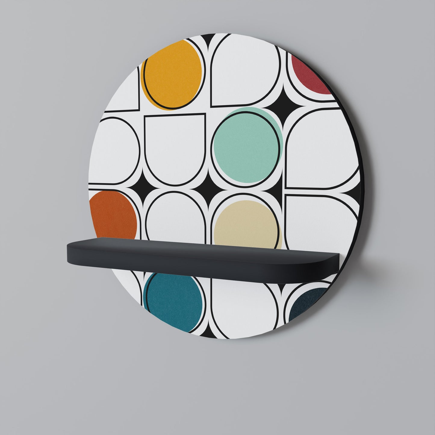 HUE HARMONY Mensola Rotonda Decorativa con Finitura Nera