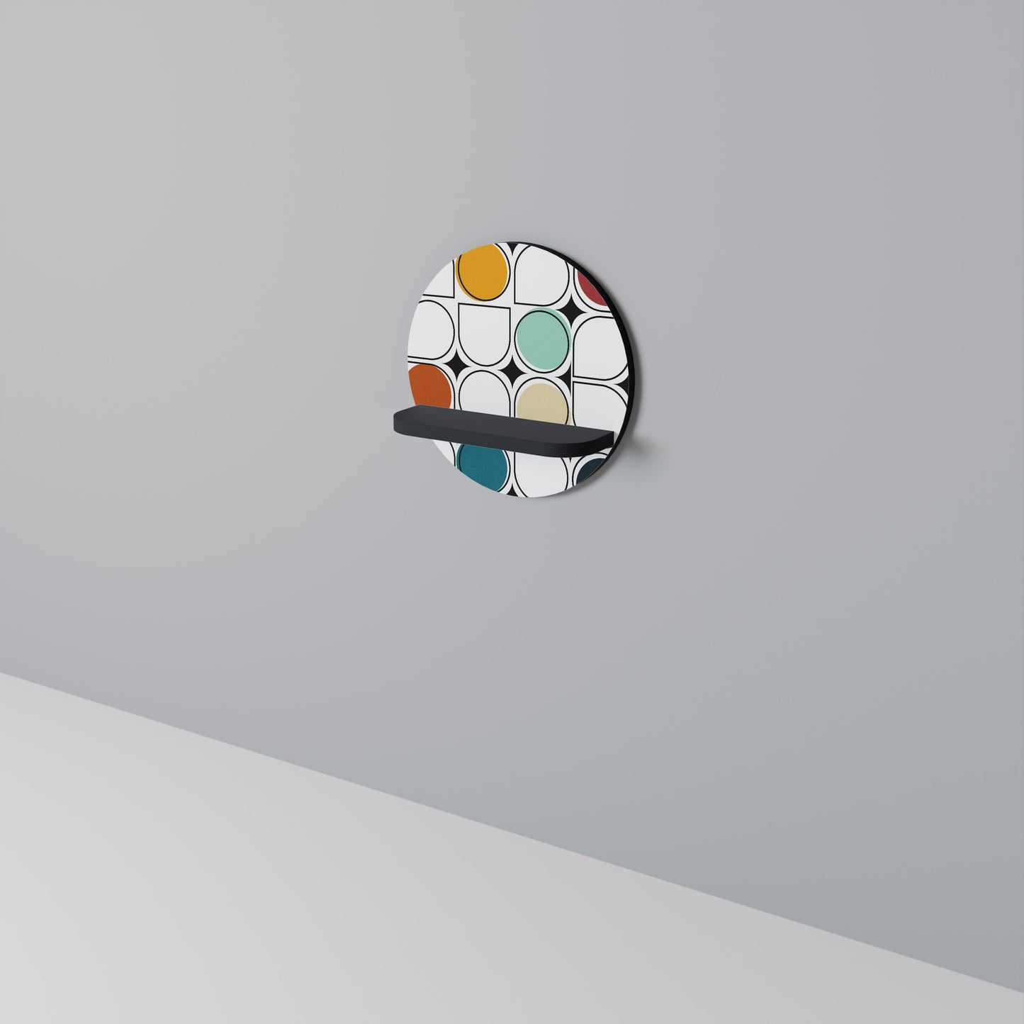 HUE HARMONY Mensola Rotonda Decorativa con Finitura Nera