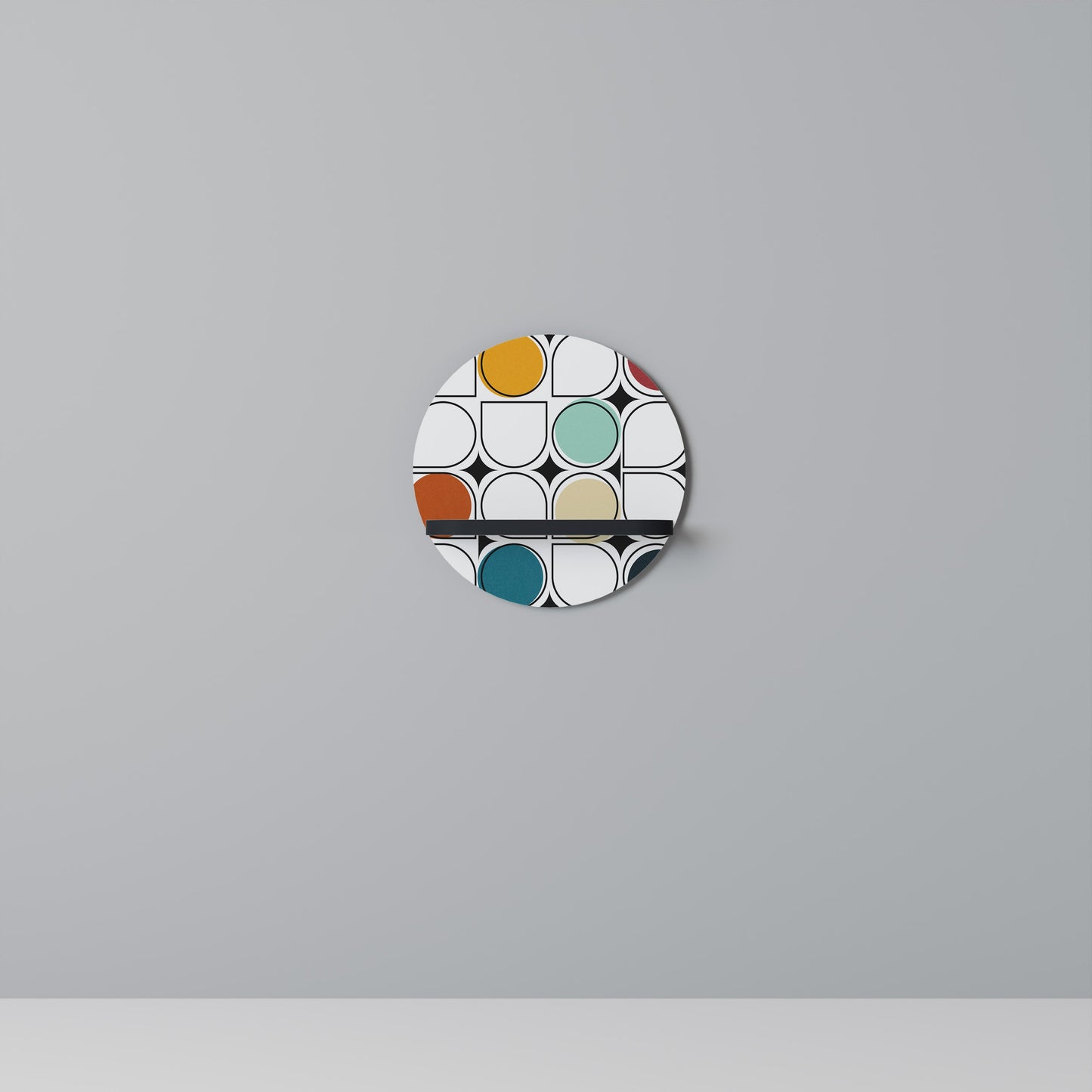 HUE HARMONY Mensola Rotonda Decorativa con Finitura Nera