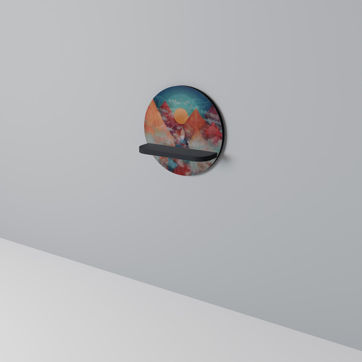 THE DEER MOUNTAIN Mensola Rotonda Decorativa con Finitura Nera