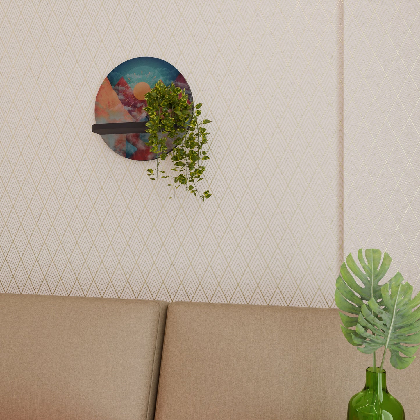 THE DEER MOUNTAIN Mensola Rotonda Decorativa con Finitura Nera