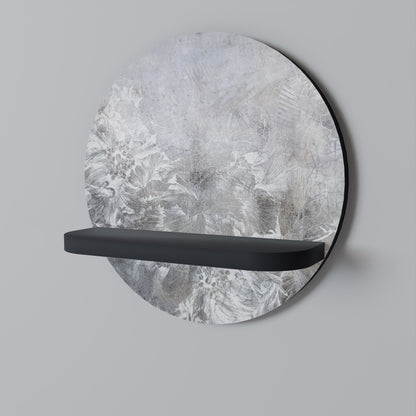 WHITE WHISPER Round Art Shelf In Black Finish