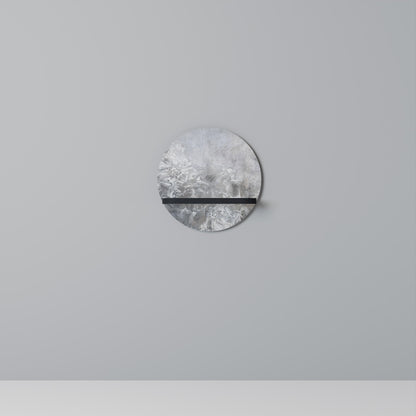 WHITE WHISPER Round Art Shelf In Black Finish