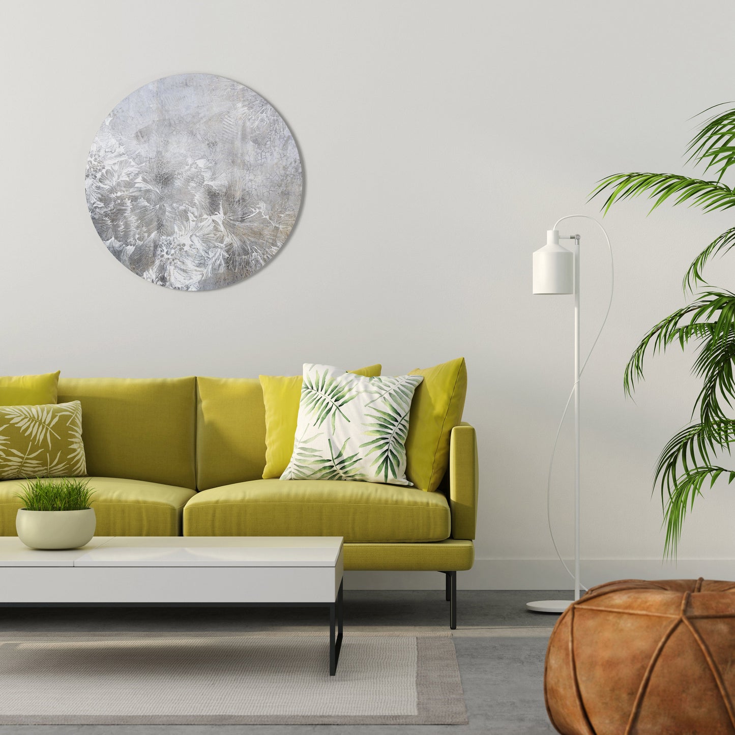WHITE WHISPER Round Wall Art