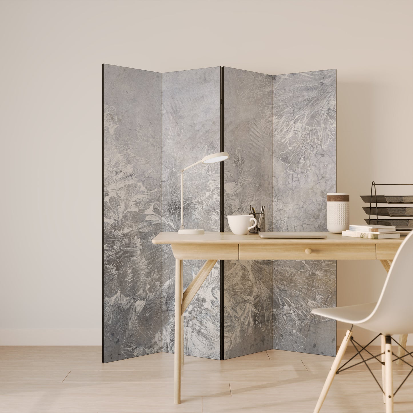 WHITE WHISPER Decorative 4-Panel Room Divider