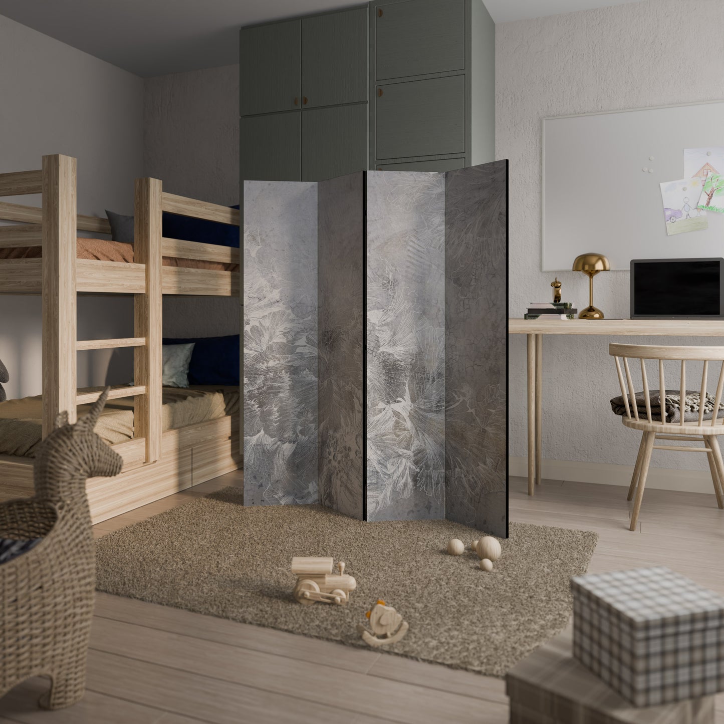 WHITE WHISPER Decorative 4-Panel Room Divider