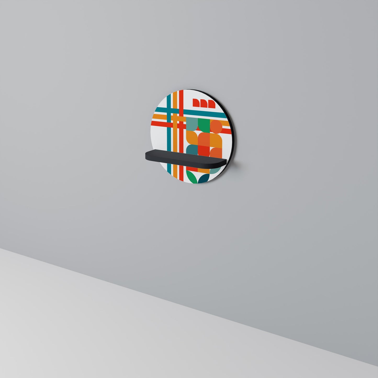 RADIANT RHAPSODY Mensola Rotonda Decorativa con Finitura Nera