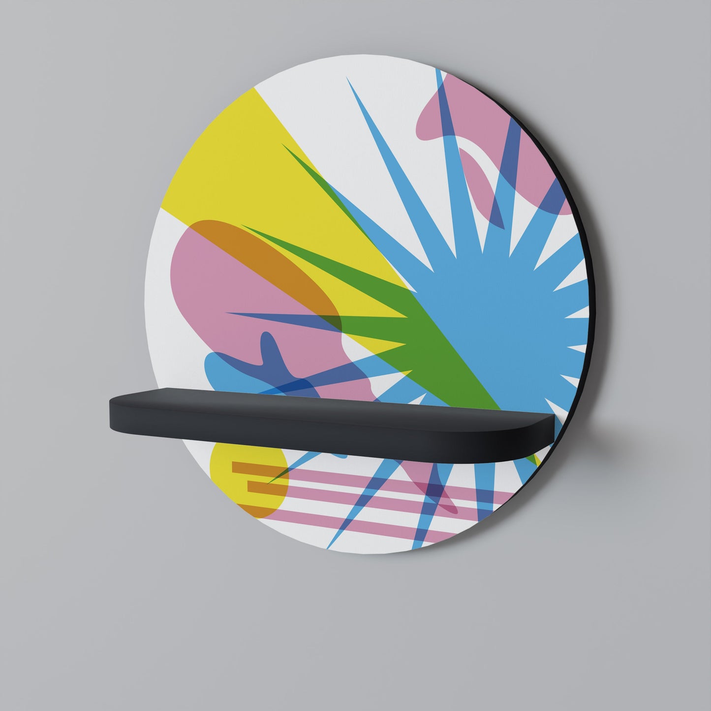 LUMINOUS PARADE Mensola Rotonda Decorativa con Finitura Nera