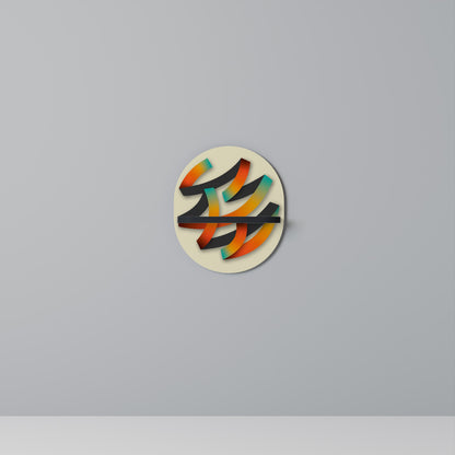 RIBBON REVERIE Oval Art Shelf In Black Finish