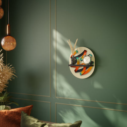 RIBBON REVERIE Oval Art Shelf In Black Finish