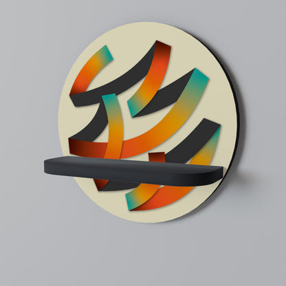 RIBBON REVERIE Mensola Rotonda Decorativa con Finitura Nera