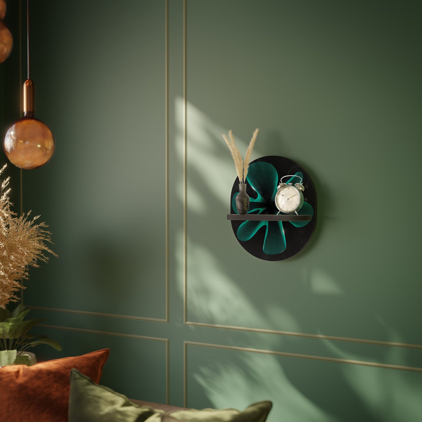 ELECTRIC ILLUSION Mensola Ovale Decorativa con Finitura Nera