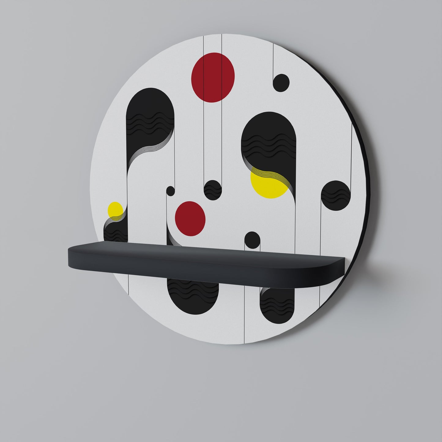 DOT-TO-DOT LULLABY Mensola Rotonda Decorativa con Finitura Nera