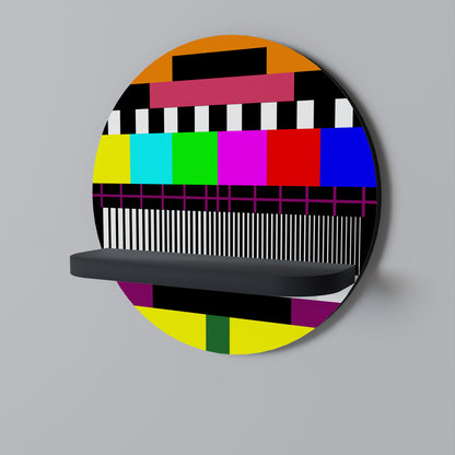 PHILIPS PATTERN Round Art Shelf In Black Finish