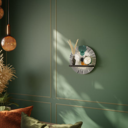 CHROMALINE CREATION Round Art Shelf In Black Finish