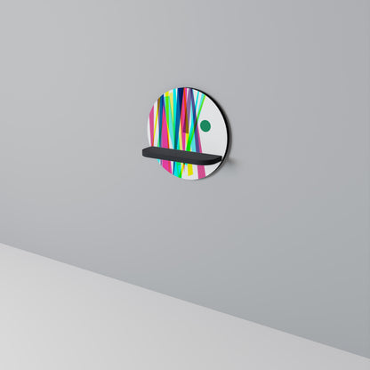 WHIMSY NEON Round Art Shelf In Black Finish