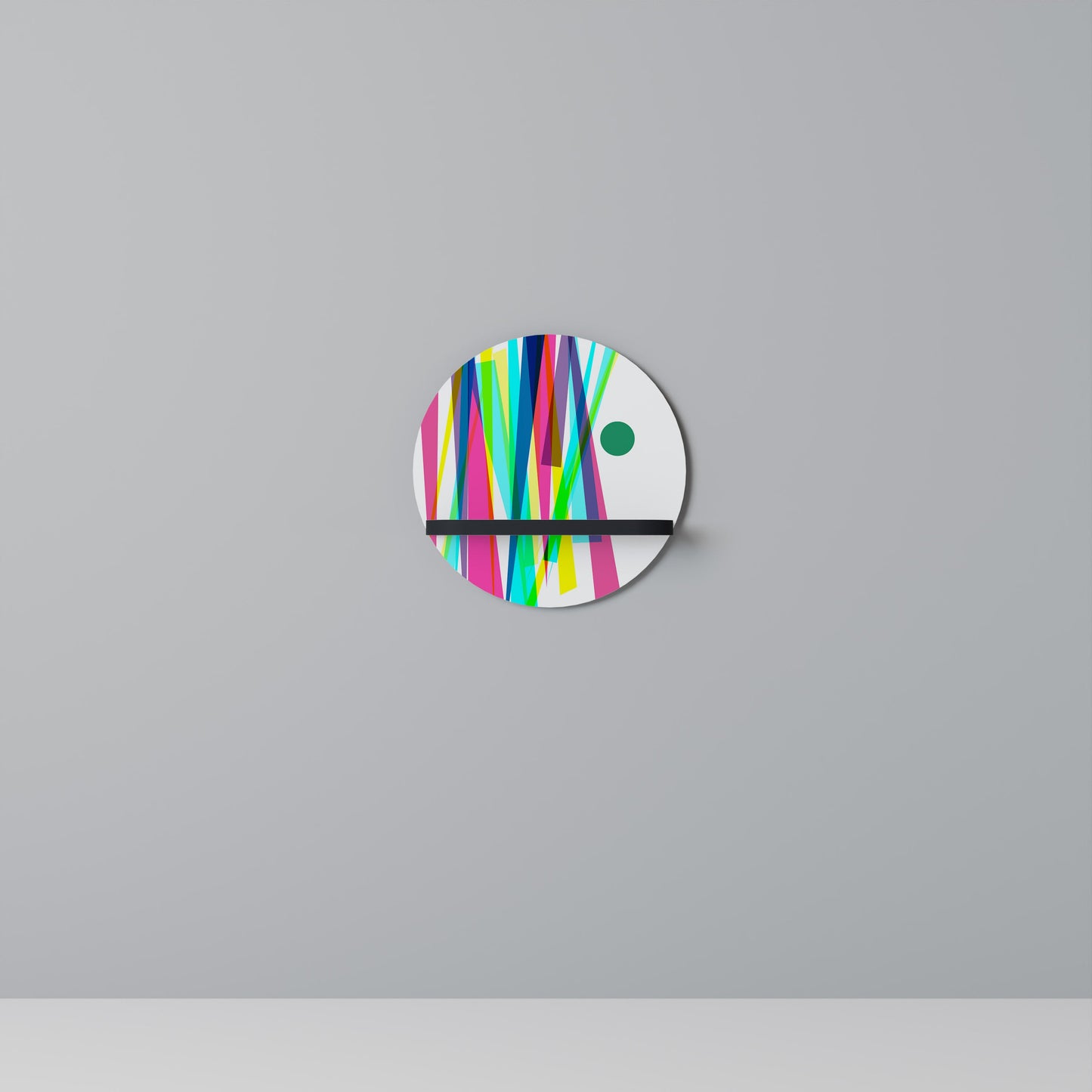 WHIMSY NEON Round Art Shelf In Black Finish