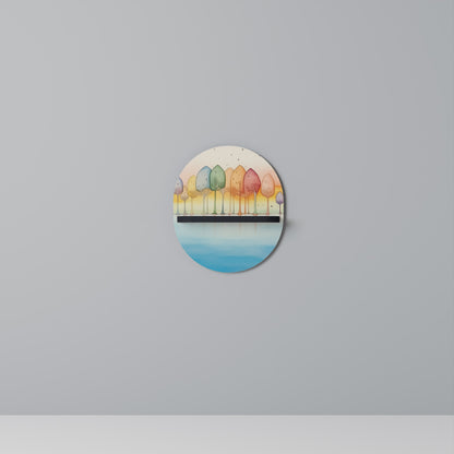 COLORFUL OASIS Oval Art Shelf In Black Finish