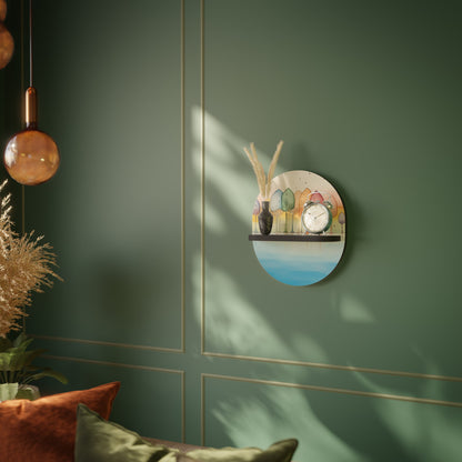 COLORFUL OASIS Oval Art Shelf In Black Finish