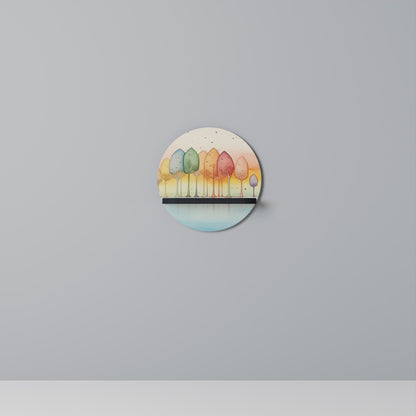 COLORFUL OASIS Round Art Shelf In Black Finish