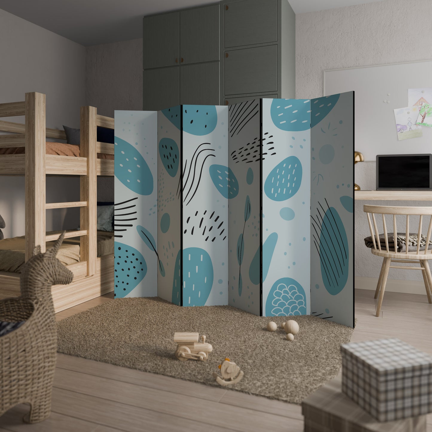 GREENISH FRENZY Divisorio decorativo per ambienti a 6 pannelli