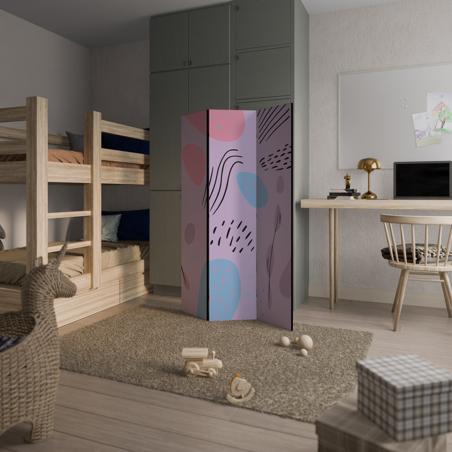 PINKY FRENZY Divisorio decorativo per ambienti a 3 pannelli