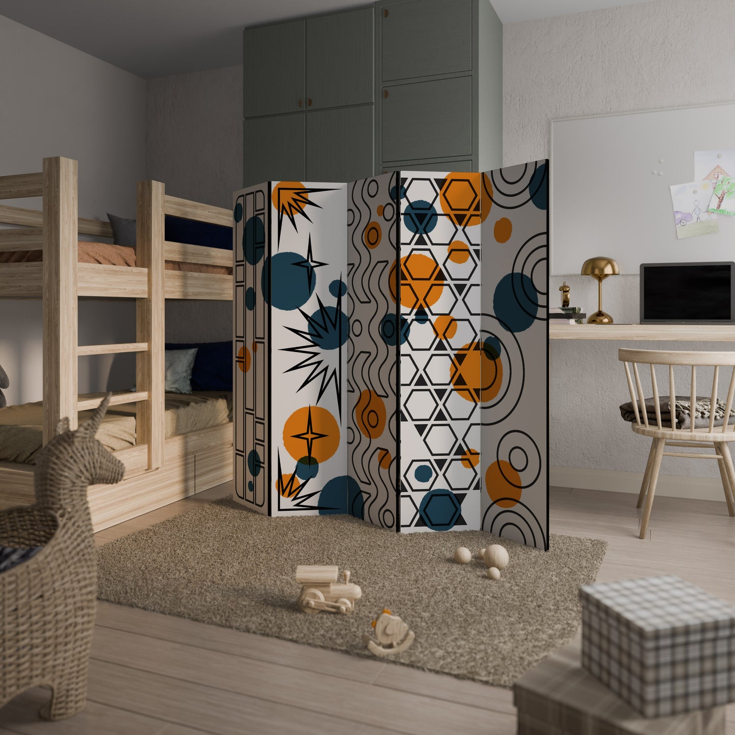 Divisorio decorativo per ambienti a 5 pannelli ABSTRACT SYMPHONY FLARE