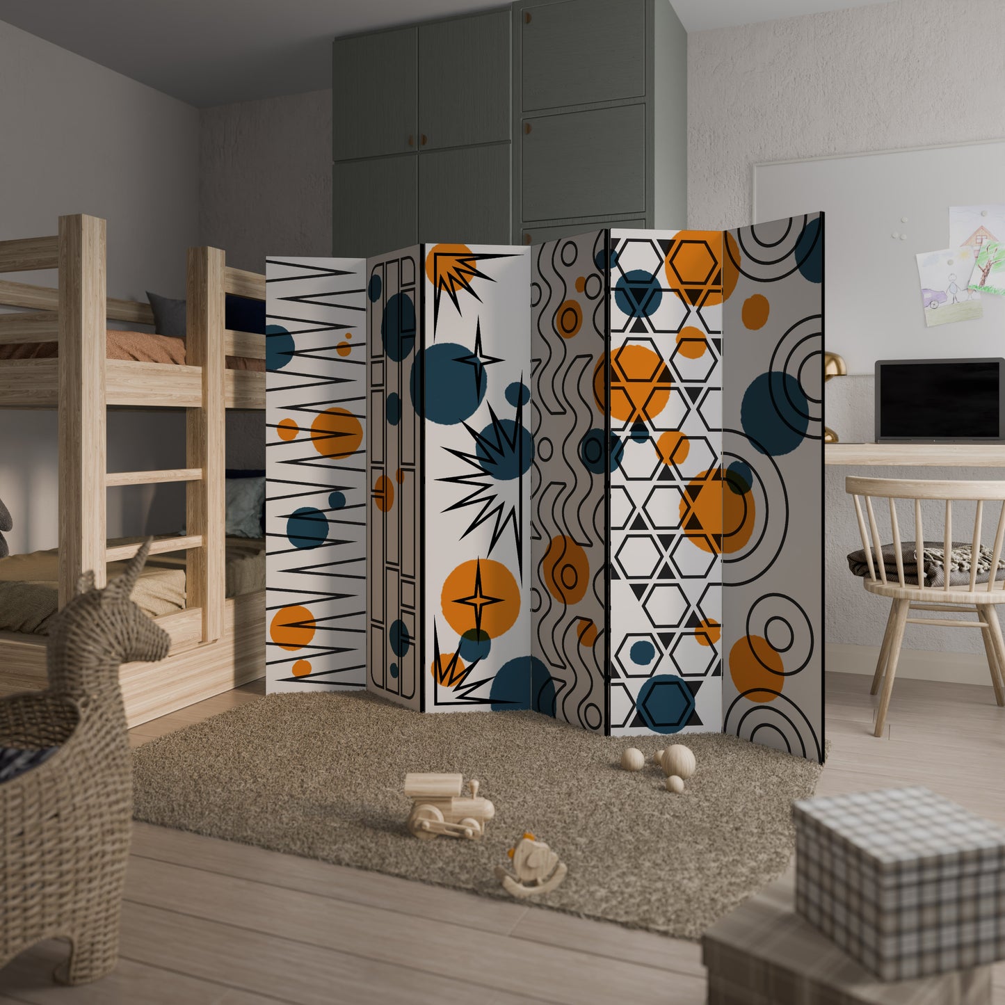 Divisorio decorativo per ambienti a 6 pannelli ABSTRACT SYMPHONY FLARE