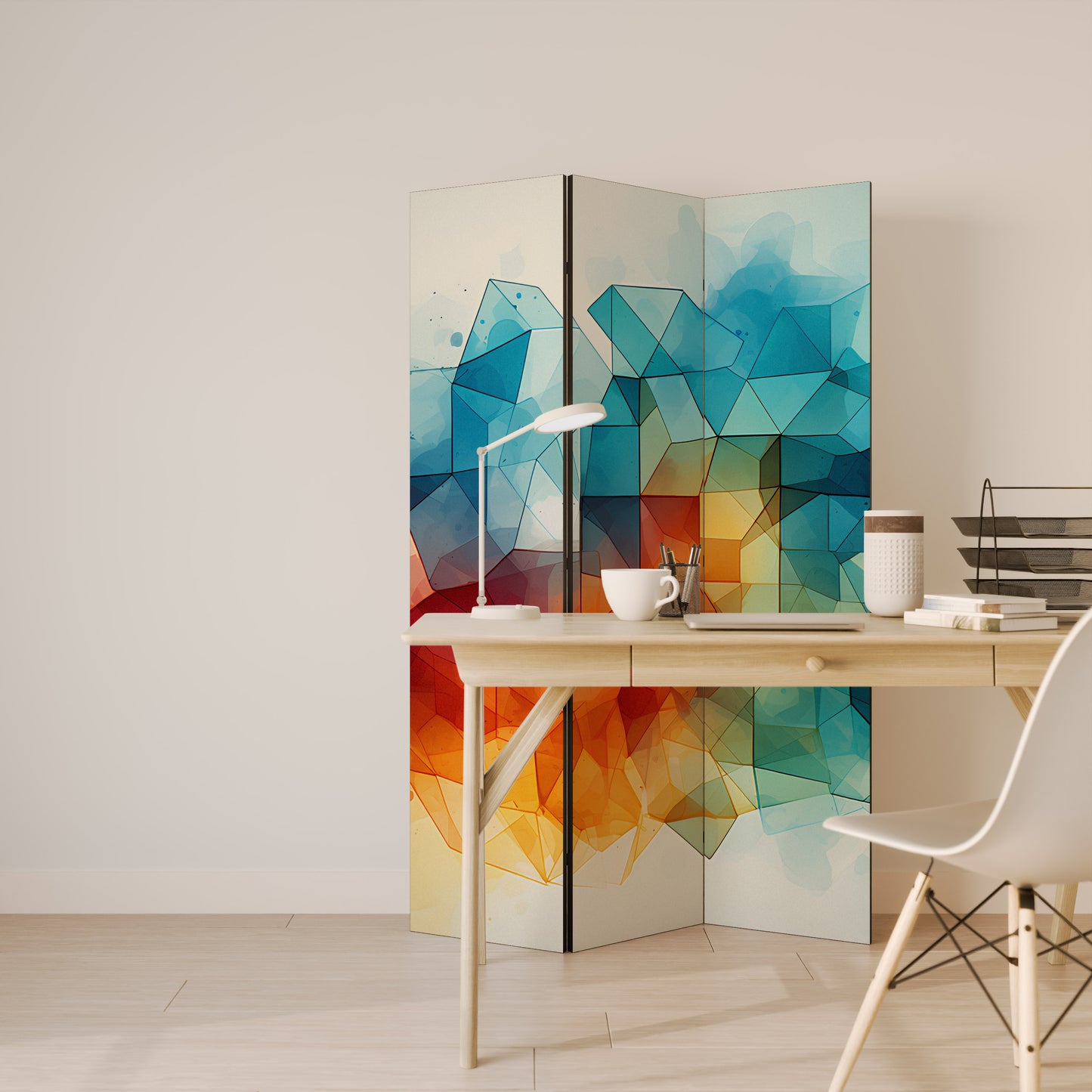VIBRANT FACETS UNITE - Divisorio decorativo per ambienti a 3 pannelli