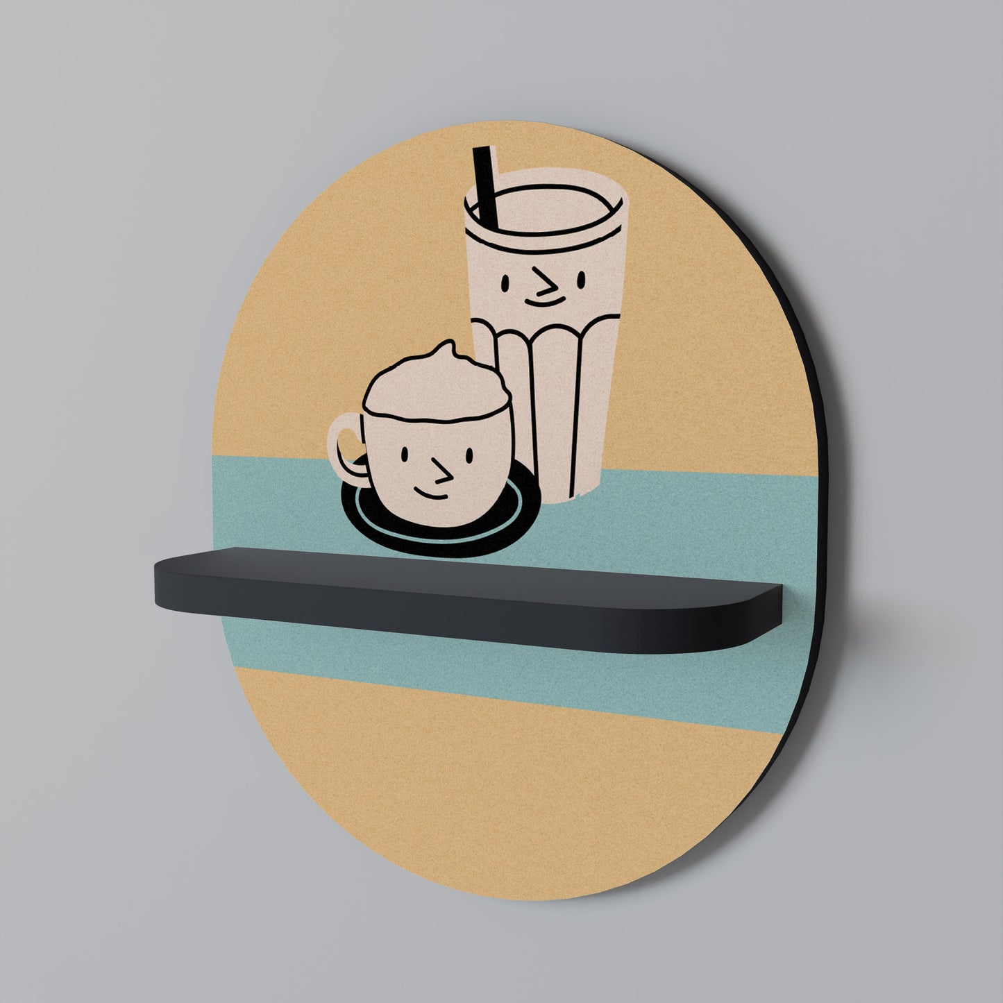 COFFEE PLEASURES Mensola Ovale Decorativa con Finitura Nera