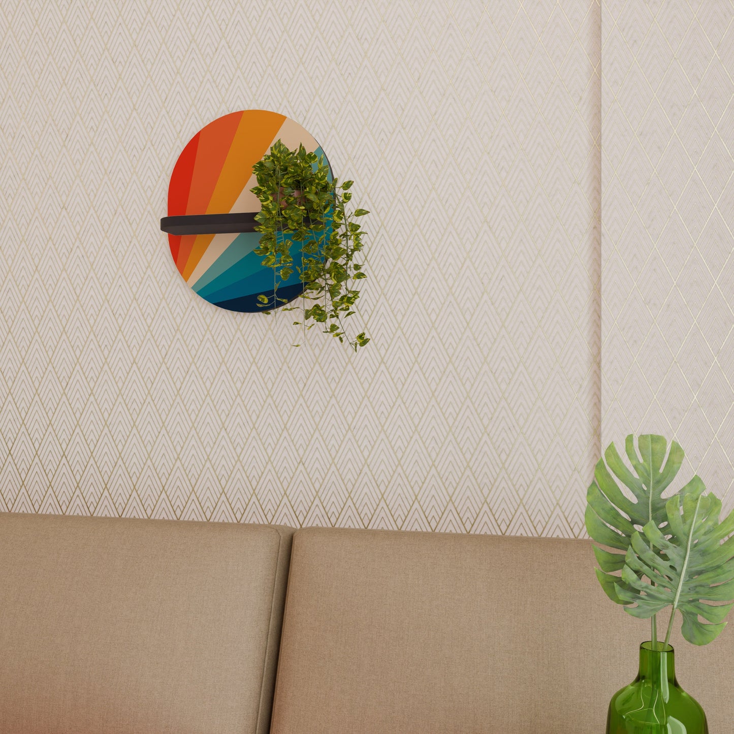 PRISM CONCUSSION Oval Art Shelf In Black Finish