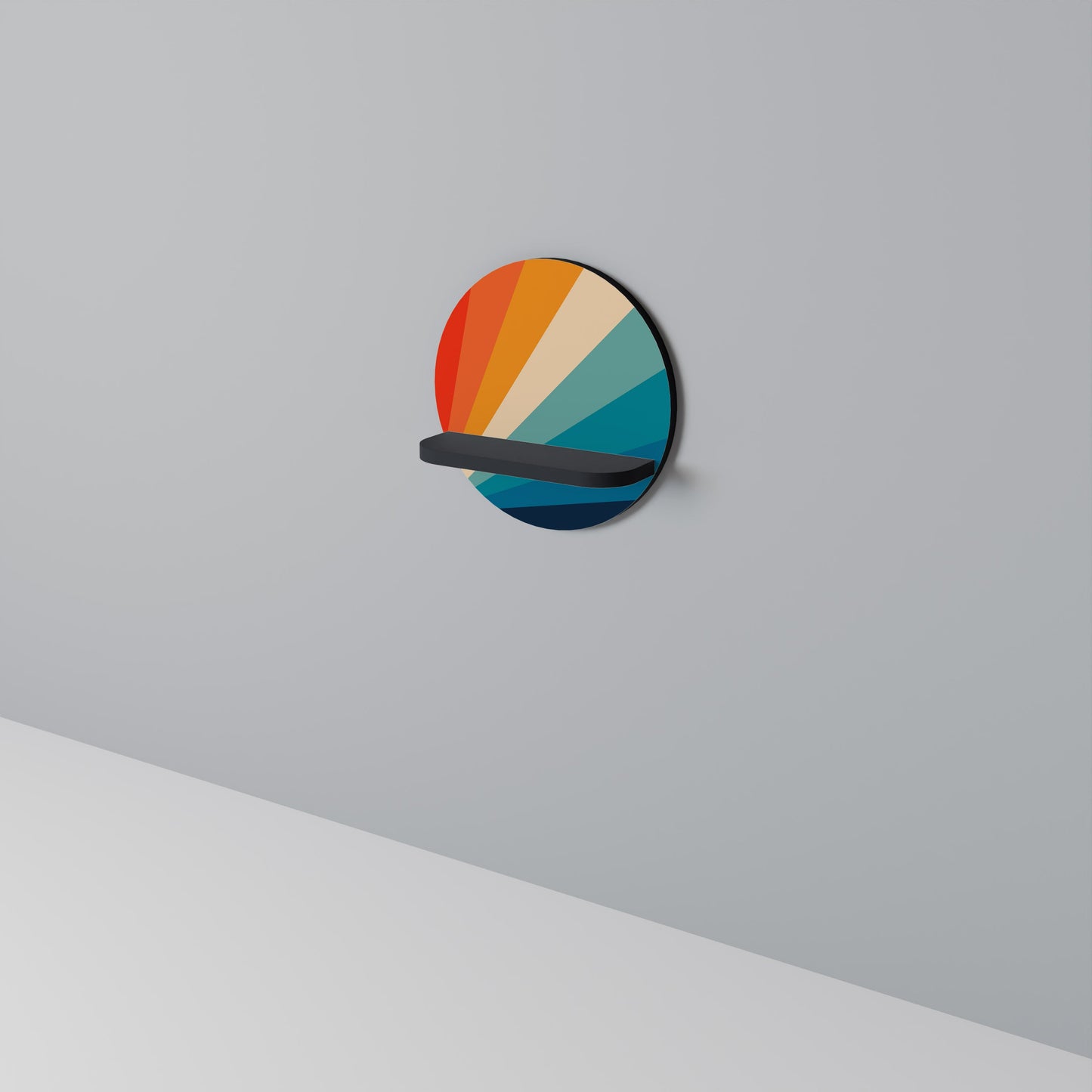 PRISM CONCUSSION Round Art Shelf In Black Finish