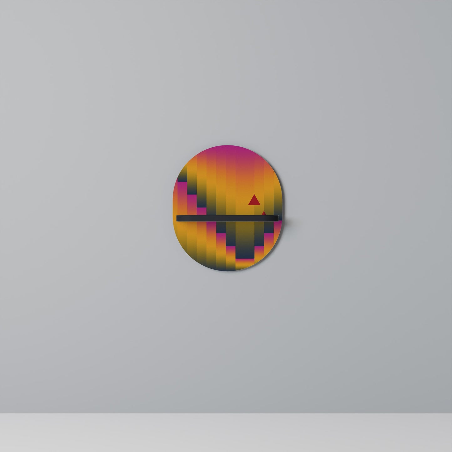 GOLDEN FADE Oval Art Shelf In Black Finish